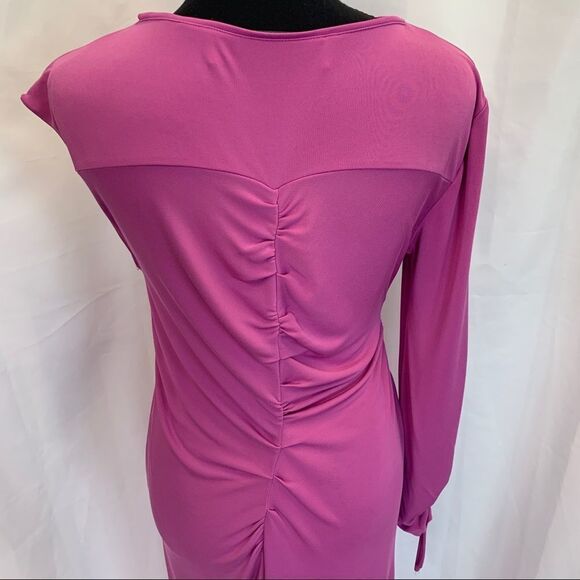 ZARA purple magenta Cinched Asymmetric One Sleeve Dress Sz M/L NWT - Picture 9 of 16